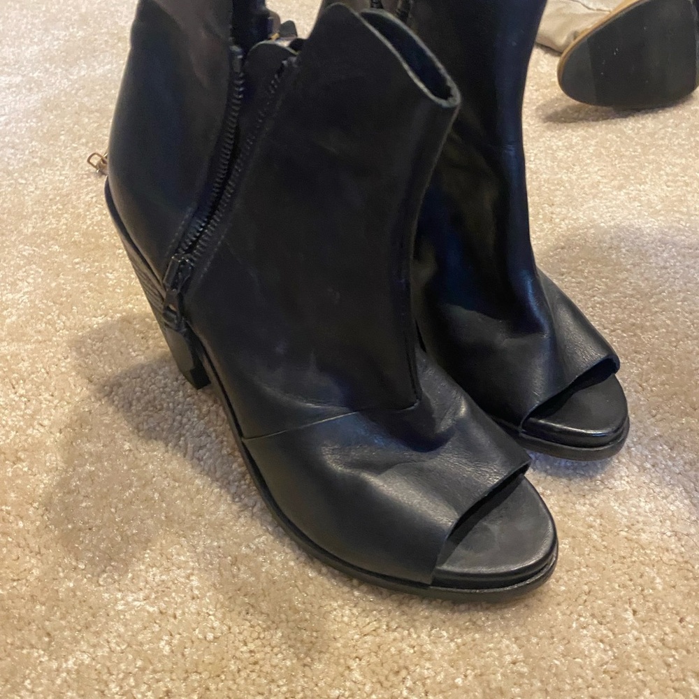 rag & bone Black Peep-Toe Ankle Booties